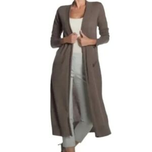 Magaschoni 100% Cashmere Grey Long Sleeve Cardigan Duster